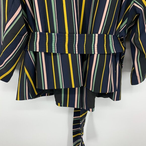 Eloquii Blazer Jacket Blue Black Stripe Tie Waist NWT - Picture 8 of 8